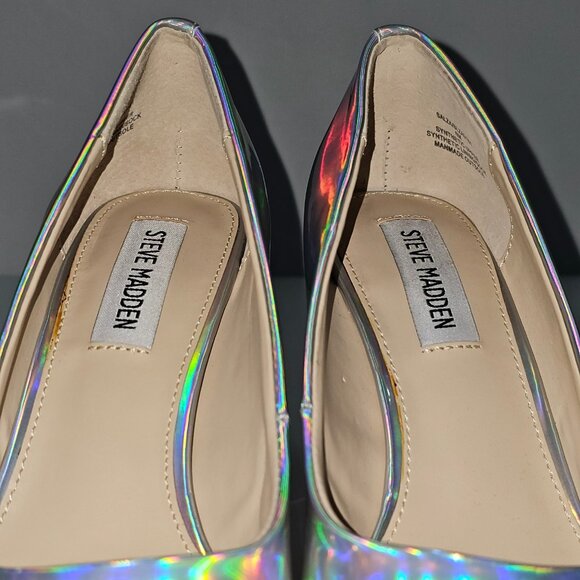 NEW Steve Madden Salza Pumps Womens 6 Iridescent Metallic Pointed Toe Stiletto - Picture 7 of 15